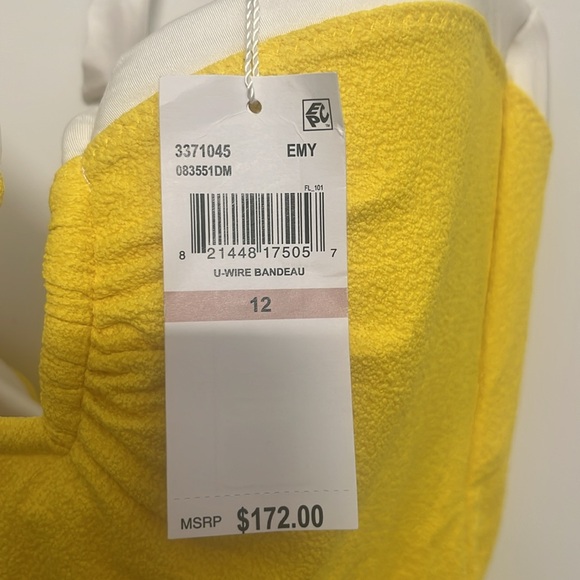 TRINA TURK Halter Bandeau One Piece Swimsuit Size 12 yellow white NWT - Picture 10 of 13